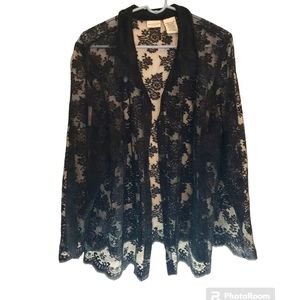 White Stag Plus Size Black Lace Button Blouse 22w/24w
